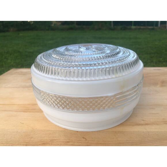 Vintage Art Deco Frosted Textured Clear Glass Ceiling Light Cover, Light Shade - Picture 3 of 10